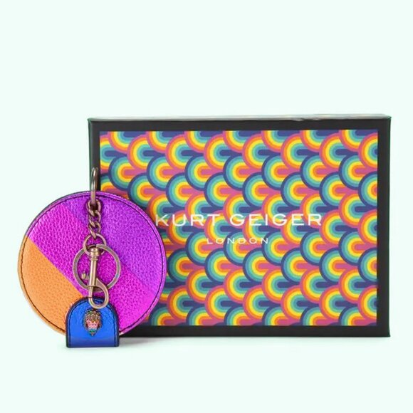 Kurt Geiger Metallic Leather Rainbow Mirror Keyring Charm NIB | Sold-Out - Picture 1 of 6